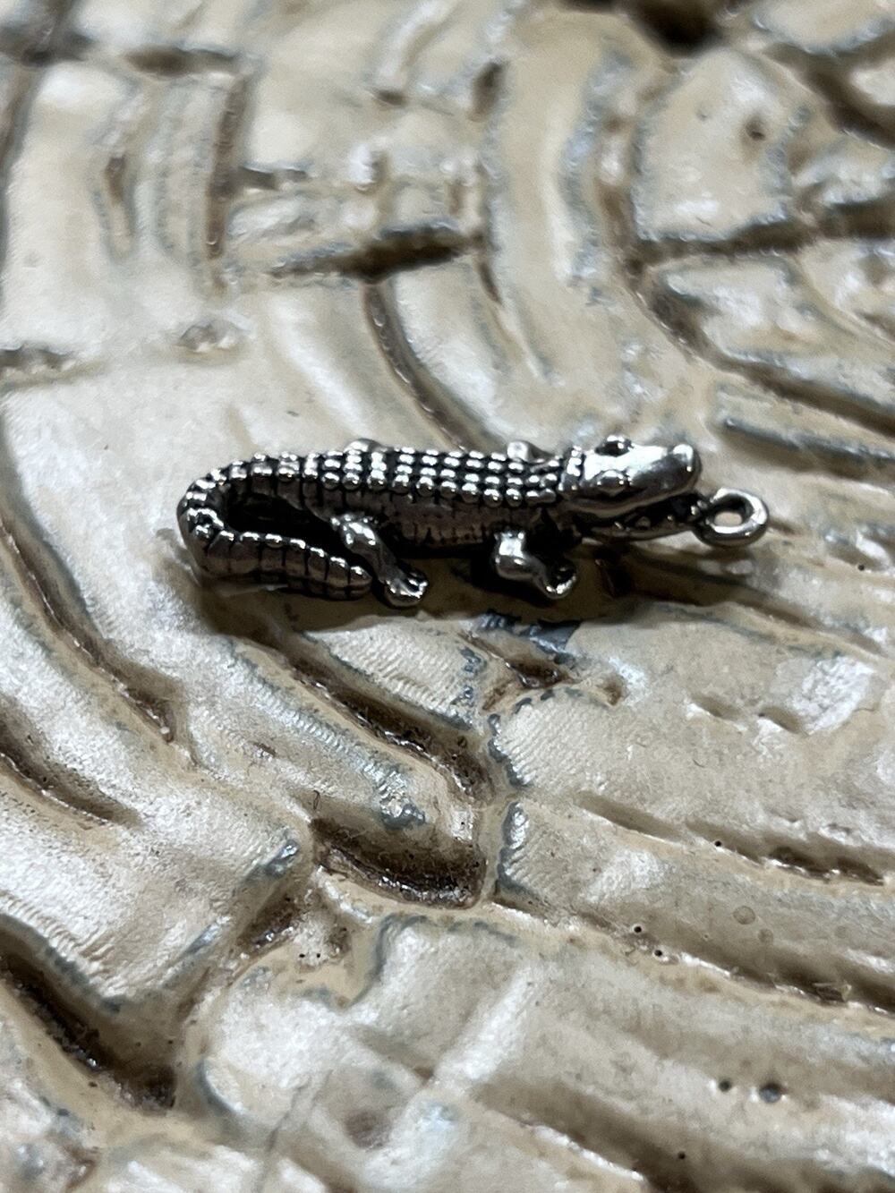 Vintage 925 Sterling Silver Alligator Charm Crocodile Gator Florida Reptile